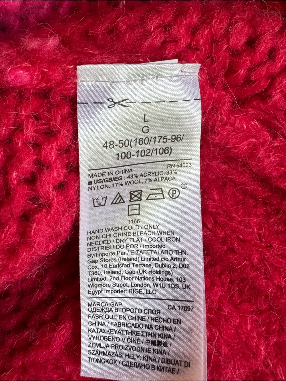 GAP Colorblock Crewneck Sweater in Coral, Hot Pink & Light Gray - Picture 6 of 6